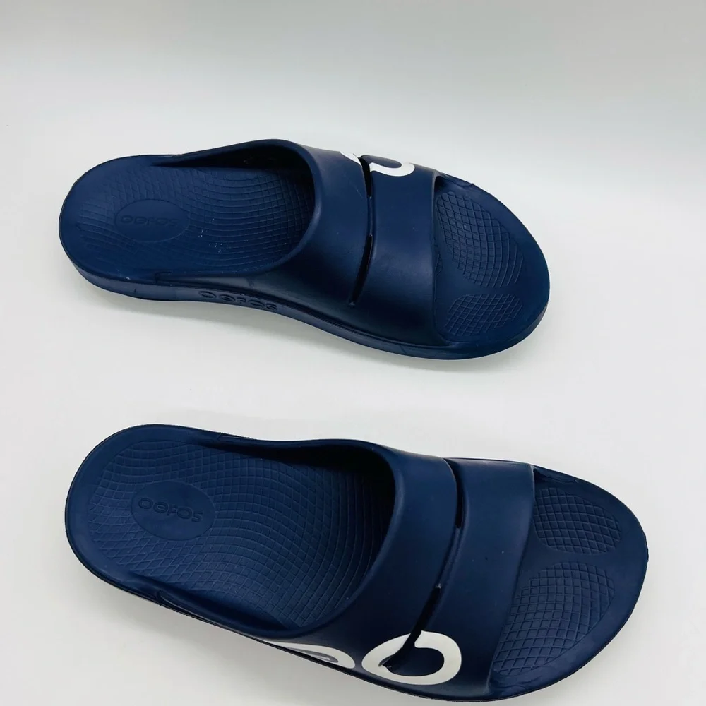 OOFOS Navy Blue Men's Ski On Recovery Sandals Size 11